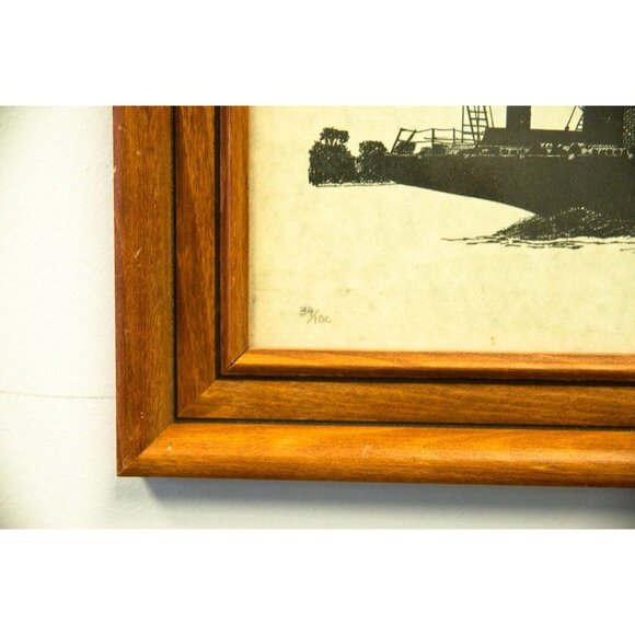 Vtg 1980's “Pere Marquette 12” Ship Great Lakes Artist Kim D. Martin 34/100 Sign - Picture 3 of 3